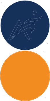 Round man, orange tryptic, 2 single pieces, 2 regular clings and 0.177" polycarbonate cut to 4x6 and 4x2, ship to Lubbock