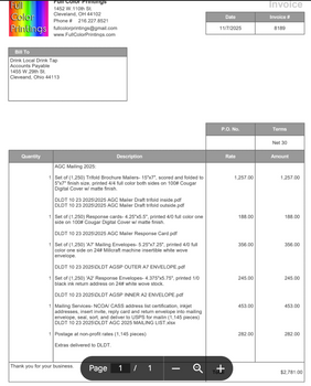 Payment for QB 8189, AGC Mailing