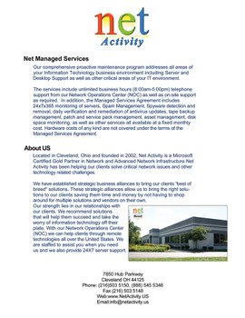 net activity sell sheet