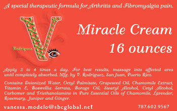 vanessa micracle cream product label