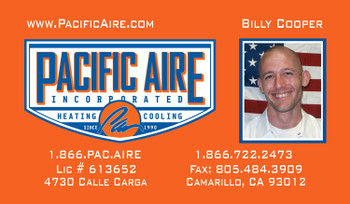 pac aire Billy Cooper business card