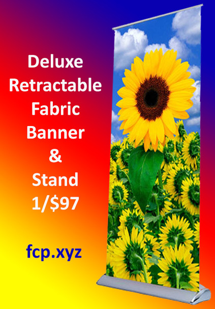 Deluxe Retractable Textile Banner Stand with Full Color Custom Insert