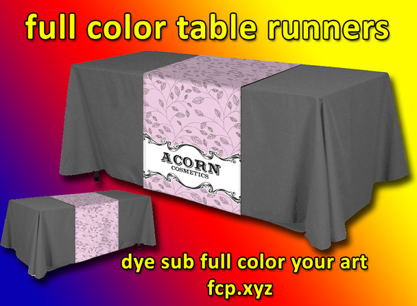 Full color dye sub. table runner  with your custom art, 24" x 80", Qty 1