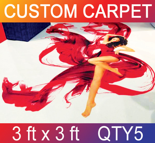 Skid Resistant Full Color Carpet 3 ft x 3 ft QTY5