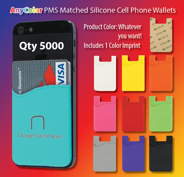 ANYColor pms matched silicone smart phone wallet, qty 5000