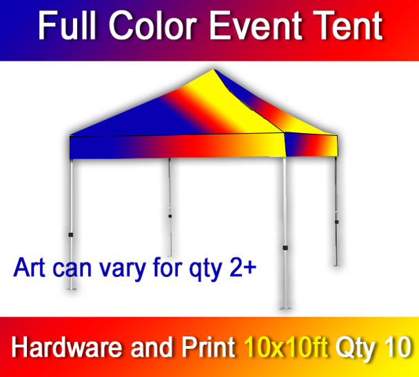 Full Color Event Tent, 10 for $5013, Dye Sublimation, Hardware and Print, 10' x 10'