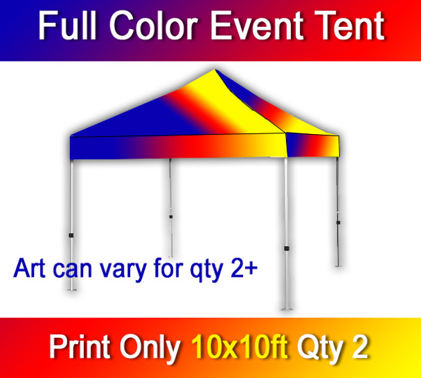 Full Color Event Tent, 2 for $618, Dye Sublimation, Print Only, 10' x 10'