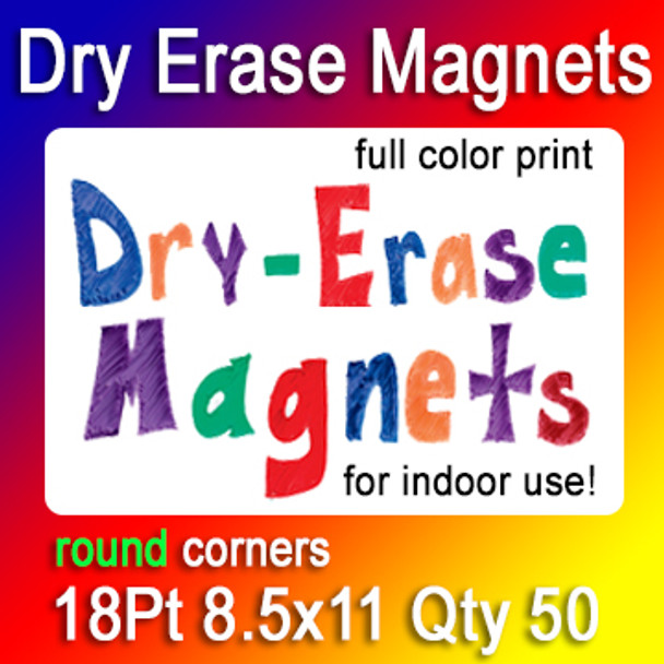 Dry Erase Indoor Magnets, 50 for $334, 8.5x11, 18Pt, Round Corners,