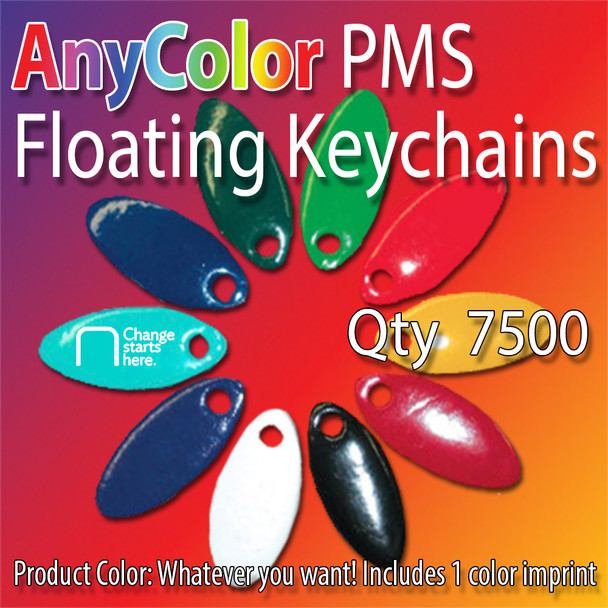 AnyColor PMS matched vinyl floating keychain with 1 color imprint Qty 7500