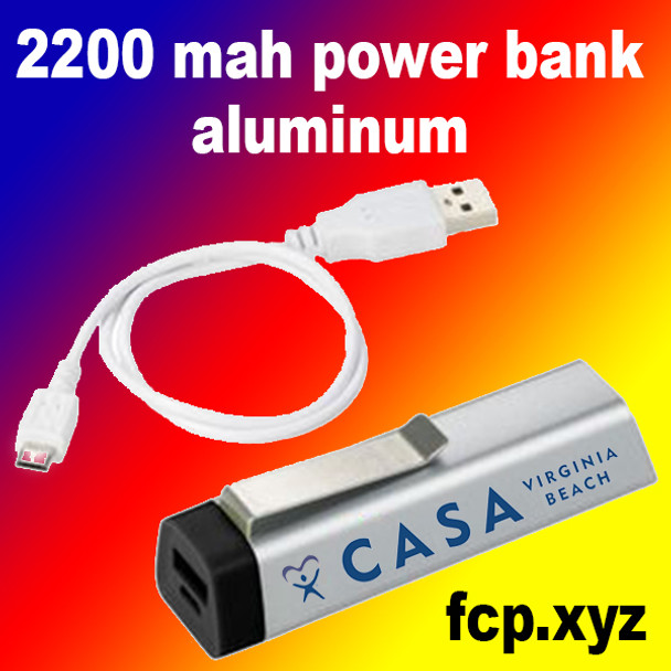 2200 mah aluminum power bank with 1 color imprint, qty 100