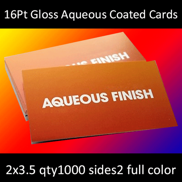 16Pt Semigloss (AQ) Coated Cards Full Color Both Sides 2x3.5 Quantity 1000