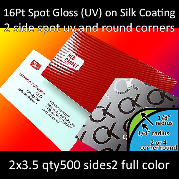16Pt Silk Coated Cards with Spot Gloss (UV) Both Sides Full Color Both Sides 2x3.5 Quantity 5000