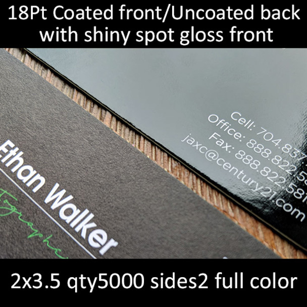 18Pt High Gloss (UV) Coated Front Uncoated Back Cards Full Color Both Sides 2x3.5 Quantity 5000