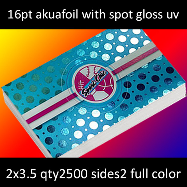 16Pt Akuafoil Full Color Foil Cards with Spot Gloss (UV) on Both Sides and Round Corners Full Color and Foil One Side 2x3.5 Quantity 2500