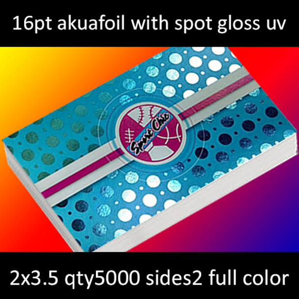 16Pt Akuafoil Full Color Foil Cards with Spot Gloss (UV) on Both Sides and Round Corners Full Color and Foil One Side 2x3.5 Quantity 5000