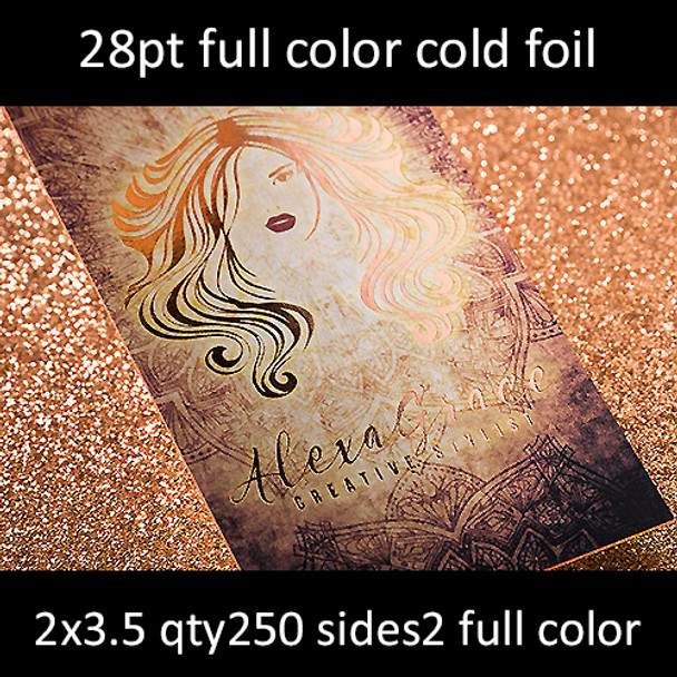 28Pt Cold Foil Cards Full Color Foil Cards Full Color Both Sides 2x3.5 Quantity 250