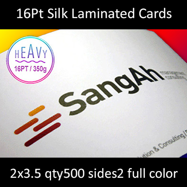 16Pt Silk Laminated Cards Full Color Both Sides 2x3.5 Quantity 500