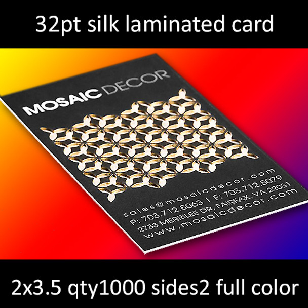 32Pt Silk Laminated Cards Full Color Both Sides 2x3.5 Quantity 1000