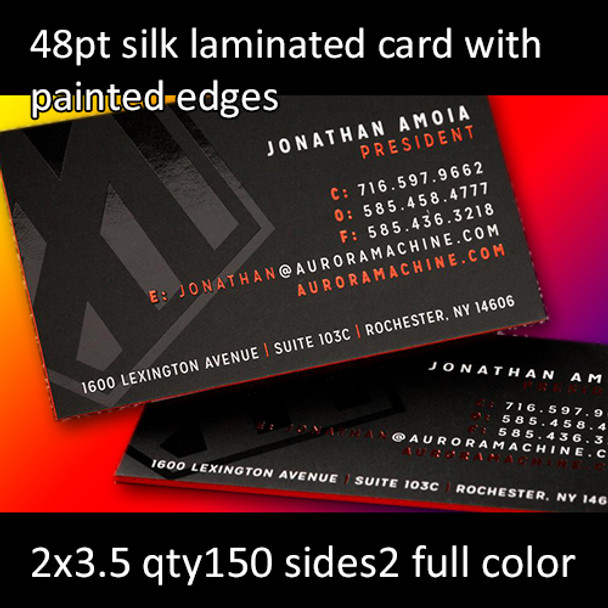 48Pt Silk Laminated Cards Full Color Both Sides 2x3.5 Quantity 150