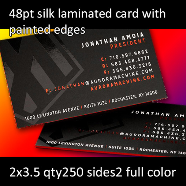48Pt Silk Laminated Cards Full Color Both Sides 2x3.5 Quantity 250
