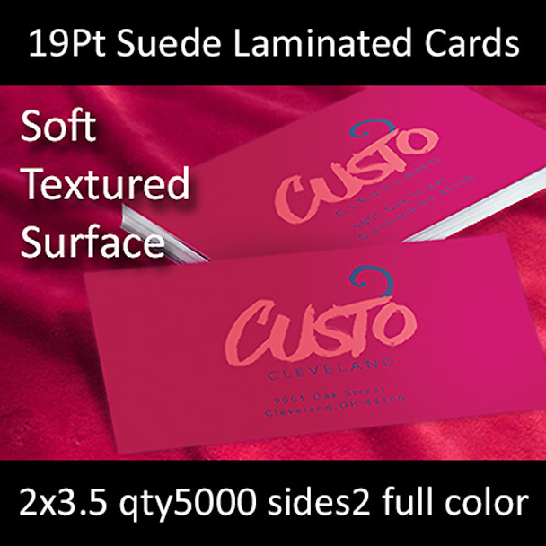 19Pt Suede Laminated Cards Full Color Both Sides 2x3.5 Quantity 5000