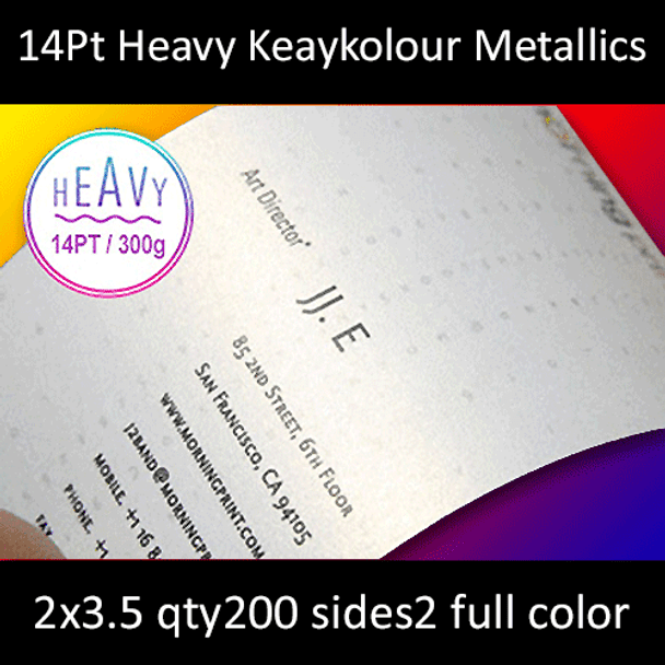 14Pt Heavy Keaykolour Metallic Metal Infused Cards Full Color Both Sides 2x3.5 Quantity 200