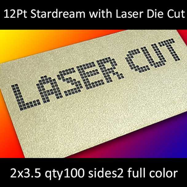 12Pt Stardream Popset or Concept Cards with Laser Die Cut Full Color Both Sides 2x3.5 Quantity 100