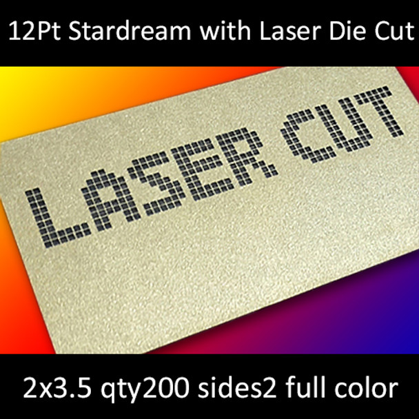 12Pt Stardream Popset or Concept Cards with Laser Die Cut Full Color Both Sides 2x3.5 Quantity 200