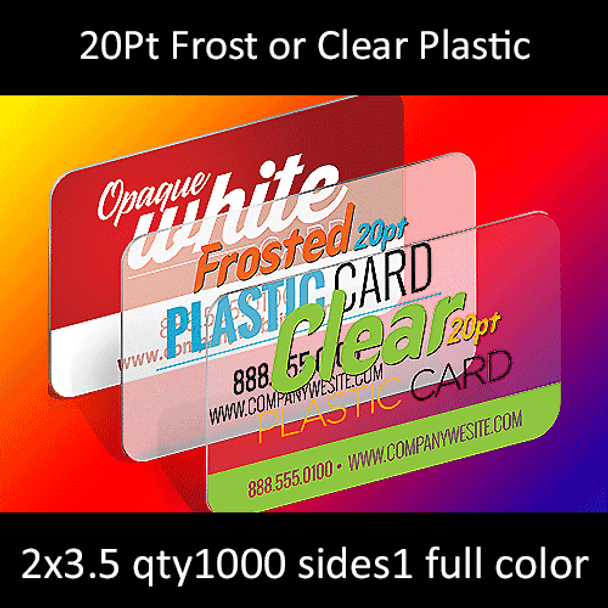 20Pt Matte Clear Plastic Cards with Round Corners Full Color Both Sides 2x3.5 Quantity 1000