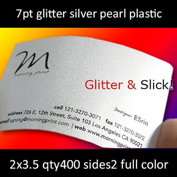 7Pt Silver Pearl Plastic Cards Full Color Both Sides 2.125x3.375 Quantity 400