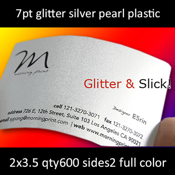7Pt Silver Pearl Plastic Cards Full Color Both Sides 2.125x3.375 Quantity 600