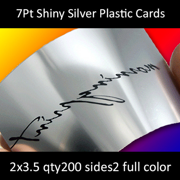 7Pt Silver Plastic Cards Full Color One Side 2.125x3.375 Quantity 200