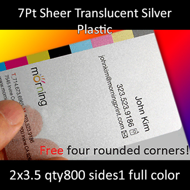 7Pt Translucent Silver Pearl Plastic Cards Full Color Both Sides 2.125x3.375 Quantity 800