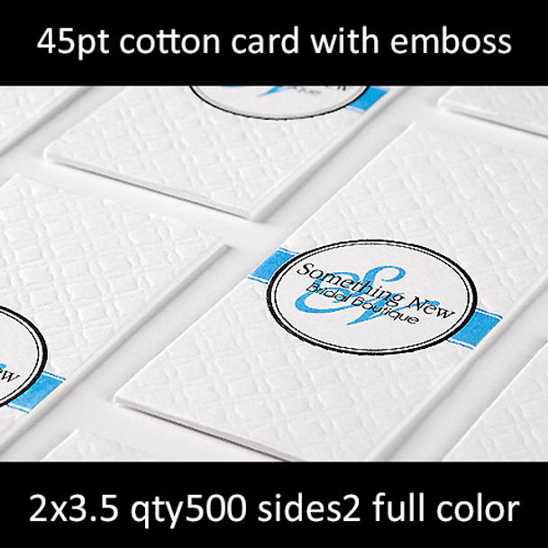 45Pt Cotton Cards with Emboss Full Color Both Sides 2x3.5 Quantity 500