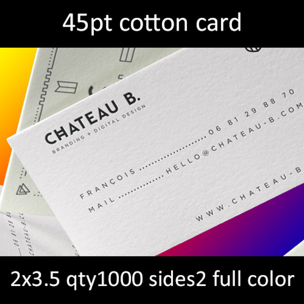 45Pt Cotton Cards Full Color Both Sides 2x3.5 Quantity 1000