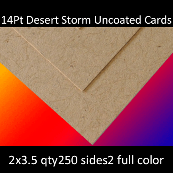 14Pt Desert Storm Uncoated Cards Full Color Both Sides 2x3.5 Quantity 250