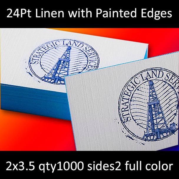 24Pt Linen Uncoated with Painted Edges Full Color Both Sides 2x3.5 Quantity 1000