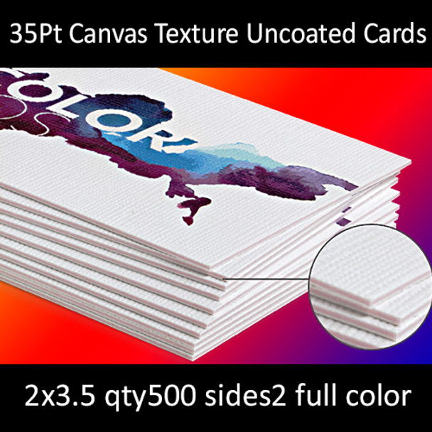 35Pt Trifecta Uncoated Cards with Kanvas Texture Full Color Both Sides 2x3.5 Quantity 500