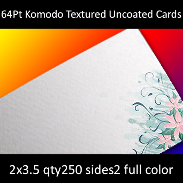 64Pt White with Two White Inserts Trilayer Komodo Uncoated Cards Full Color Both Sides 2x3.5 Quantity 250