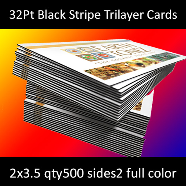 32Pt Uncoated Black EDGE Cards Full Color Both Sides 2x3.5 Quantity 500