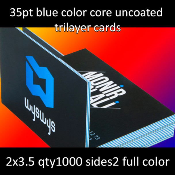 35Pt Trilayer Cards with Red Black Blue or Green Middle Insert Full Color Both Sides 2x3.5 Quantity 1000
