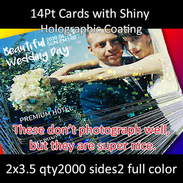 14pt gloss holographic coated cards 3 2x3.5 qty2000 sides2 full color