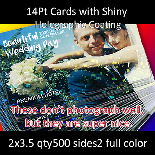 14pt gloss holographic coated cards 3 2x3.5 qty500 sides2 full color
