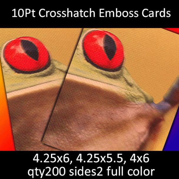 Postcards, Uncoated, Crosshatch Emboss, 10Pt, 4.25x5.5, 4.25x6, 4x6, 2 sides, 0200 for $41