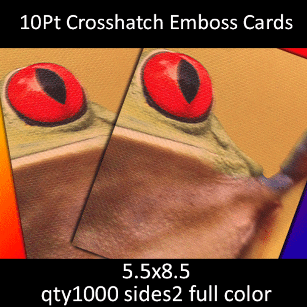 Postcards, Uncoated, Crosshatch Emboss, 10Pt, 5.5x8.5, 2 sides, 1000 for $186