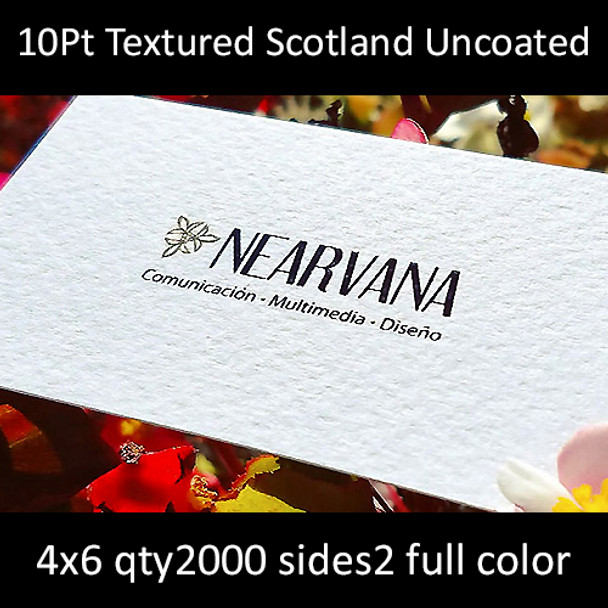Postcards, Uncoated, Scotland Textured, 10Pt, 4x6, 2 sides, 2000 for $360