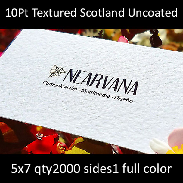 Postcards, Uncoated, Scotland Textured, 10Pt, 5x7, 1 side, 2000 for $436