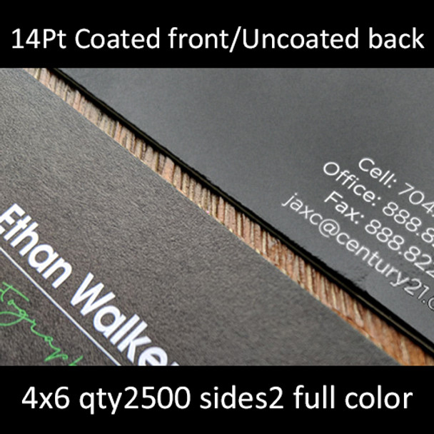 Postcards, Coated Front, Uncoated Back, Matte Coated Front, Uncoated Back, 14Pt, 4x6, 2 sides, 2500 for $98