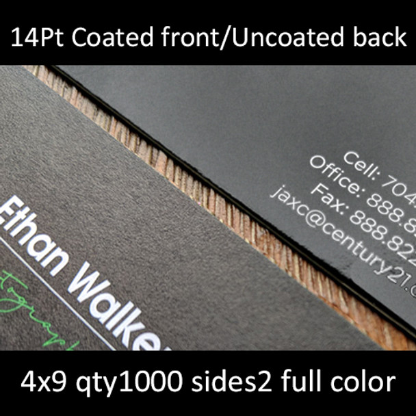 Postcards, Coated Front, Uncoated Back, Matte Coated Front, Uncoated Back, 14Pt, 4x9, 2 sides, 1000 for $51