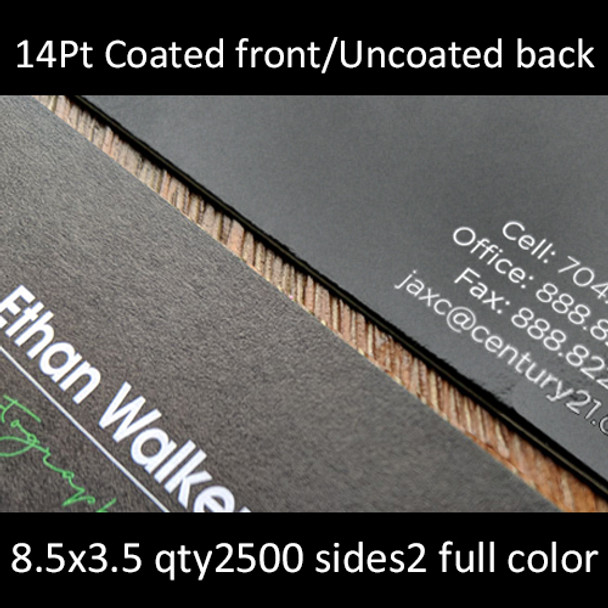 Postcards, Coated Front, Uncoated Back, Matte Coated Front, Uncoated Back, 14Pt, 8.5x3.5, 2 sides, 2500 for $126